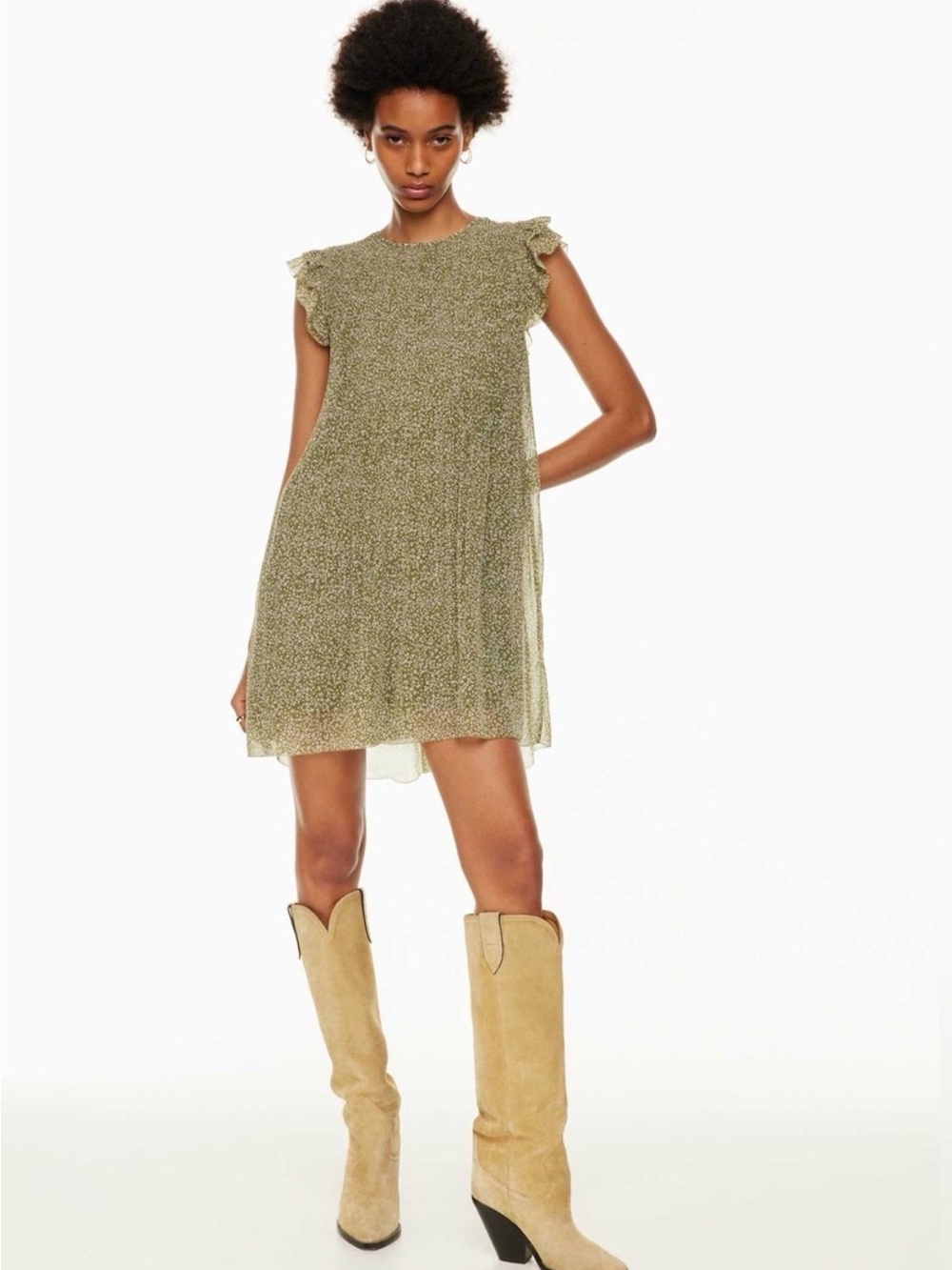 Aritizia Wilfred Daydreamer Sleeveless Pleated Babydoll Mini Dress